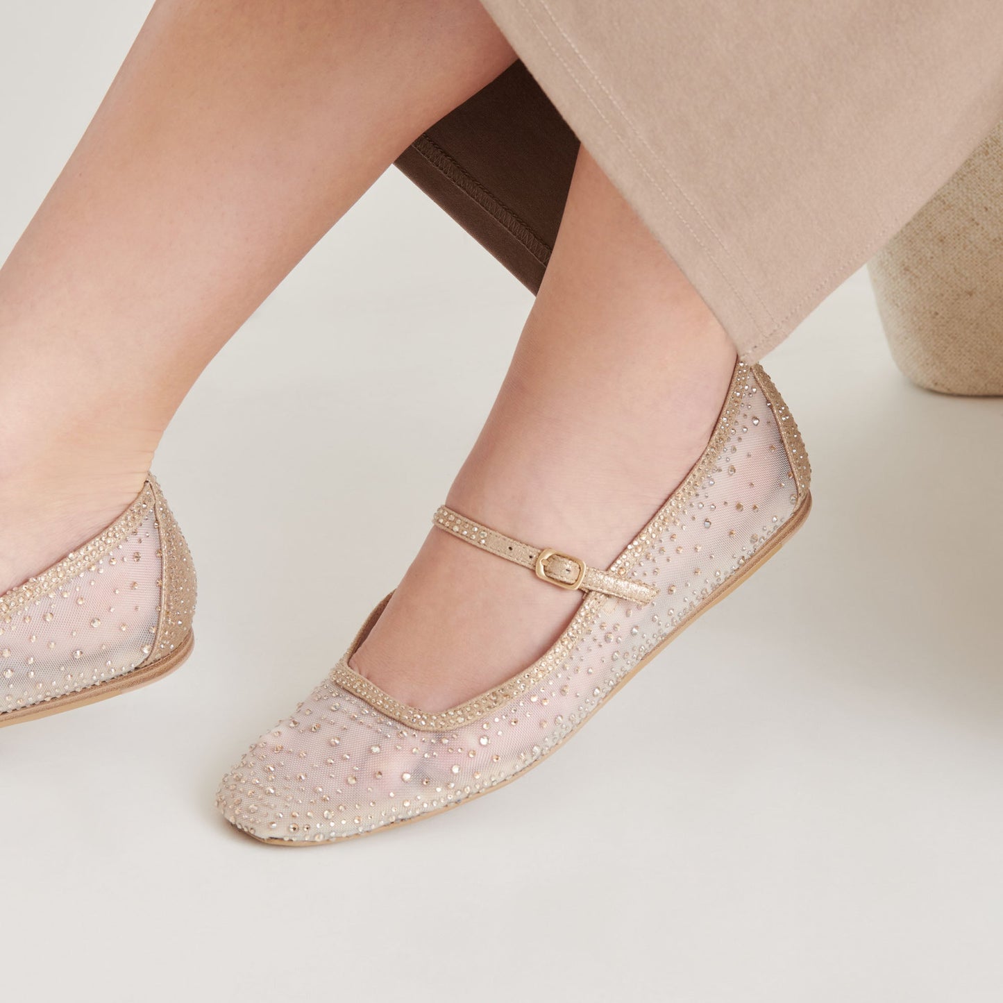 Dolce Vita REYES CRYSTAL BALLET FLATS GOLD MESH