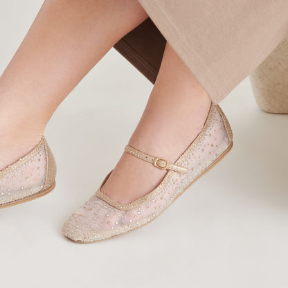 Dolce Vita REYES CRYSTAL BALLET FLATS GOLD MESH