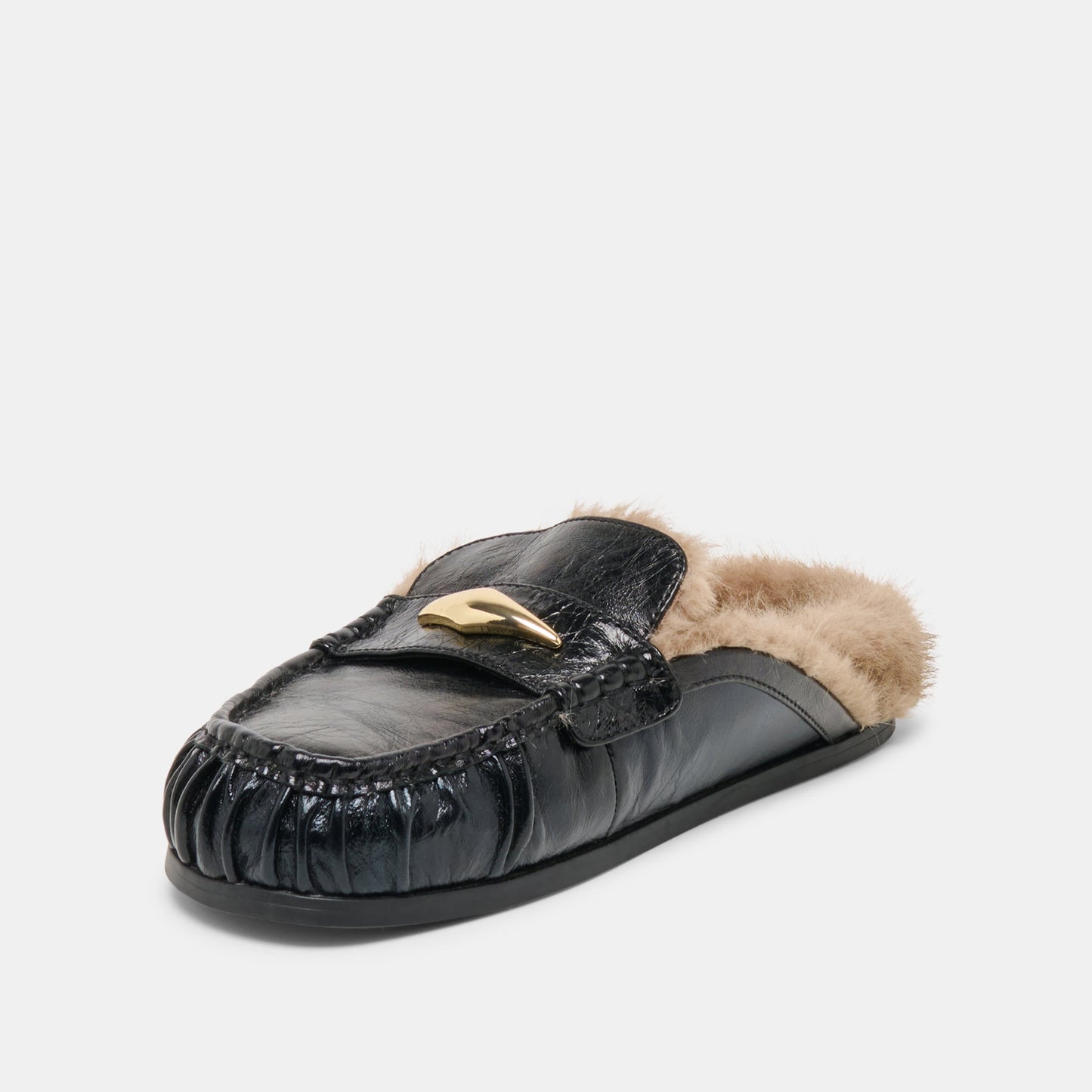 Dolce Vita Jodero Plush Black Leather Flats