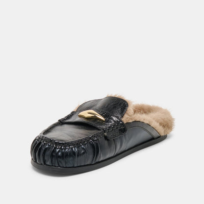 Dolce Vita Jodero Plush Black Leather Flats