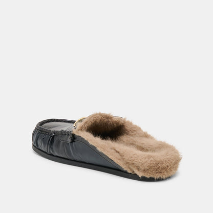 Dolce Vita Jodero Plush Black Leather Flats