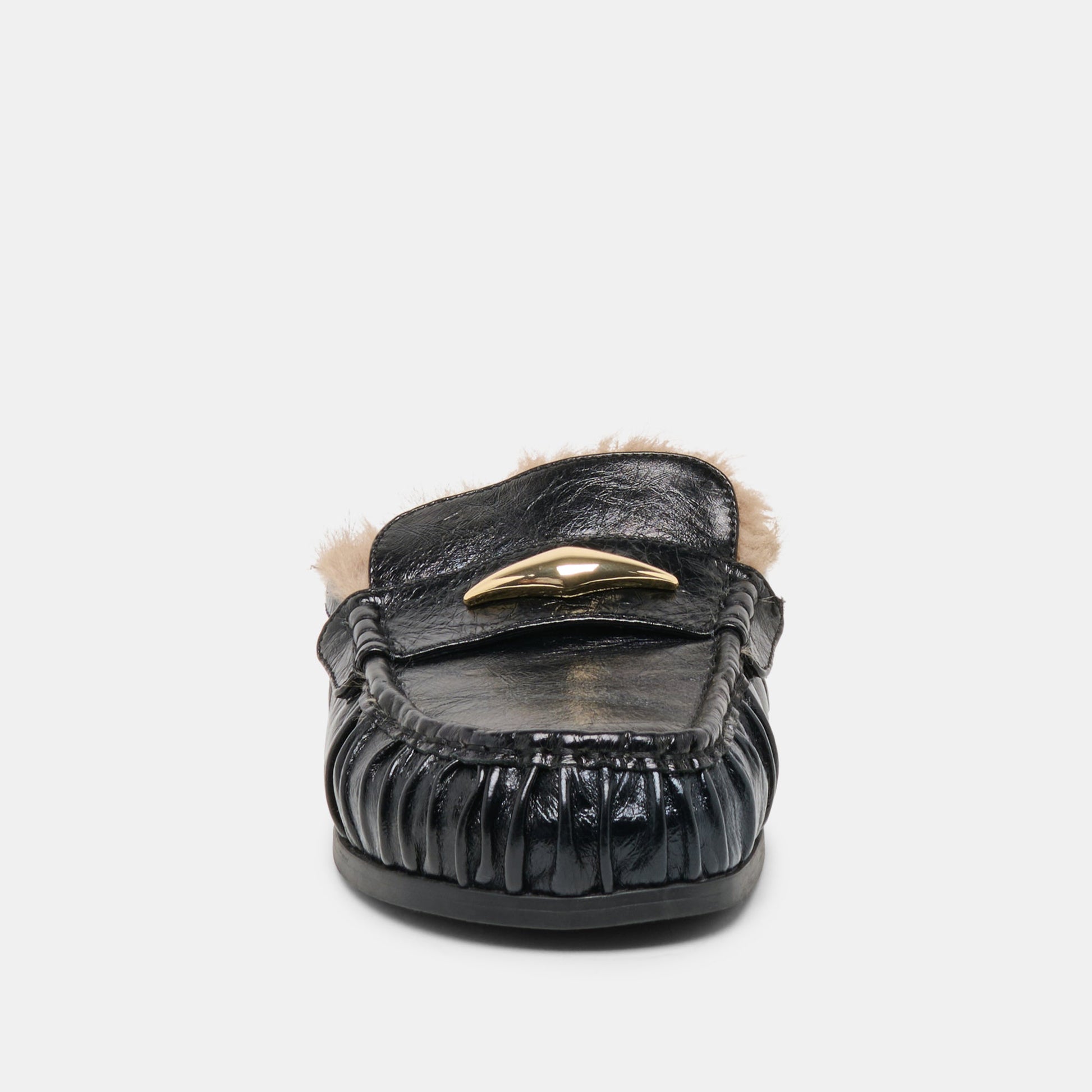 Dolce Vita Jodero Plush Black Leather Flats