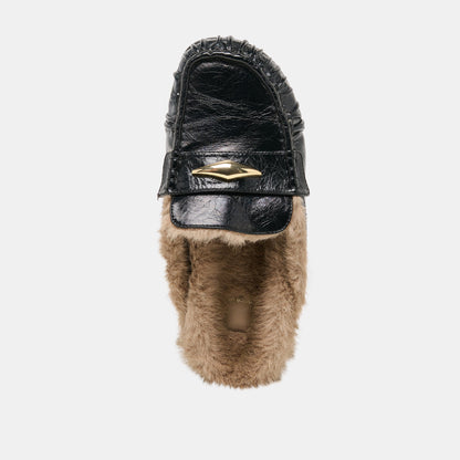 Dolce Vita Jodero Plush Black Leather Flats
