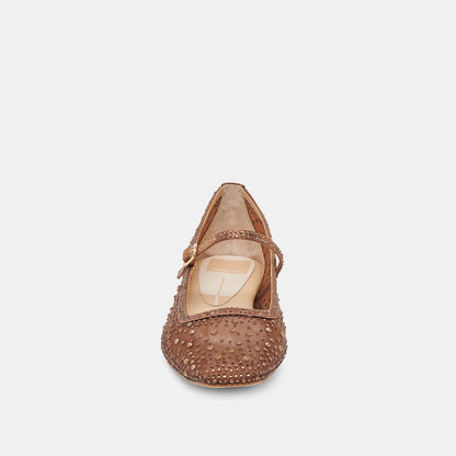 Dolce Vita REYES CRYSTAL BALLET FLATS MID BROWN MESH