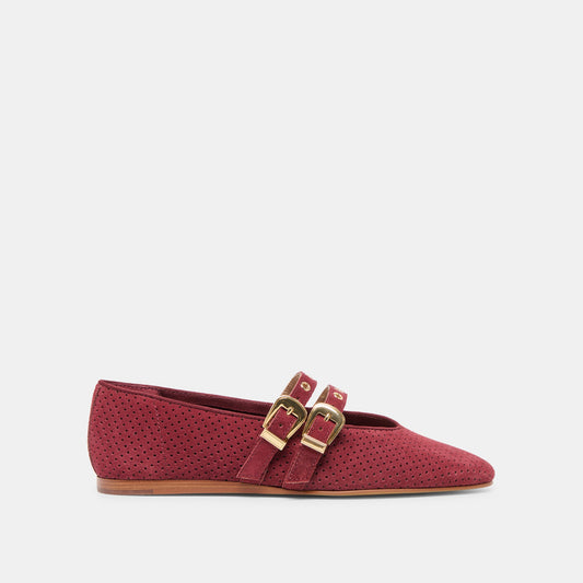 Dolce Vita Baylee Grommet Oxblood Perforated Suede Ballet Flats