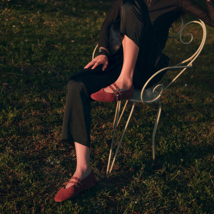 Dolce Vita Baylee Grommet Oxblood Perforated Suede Ballet Flats