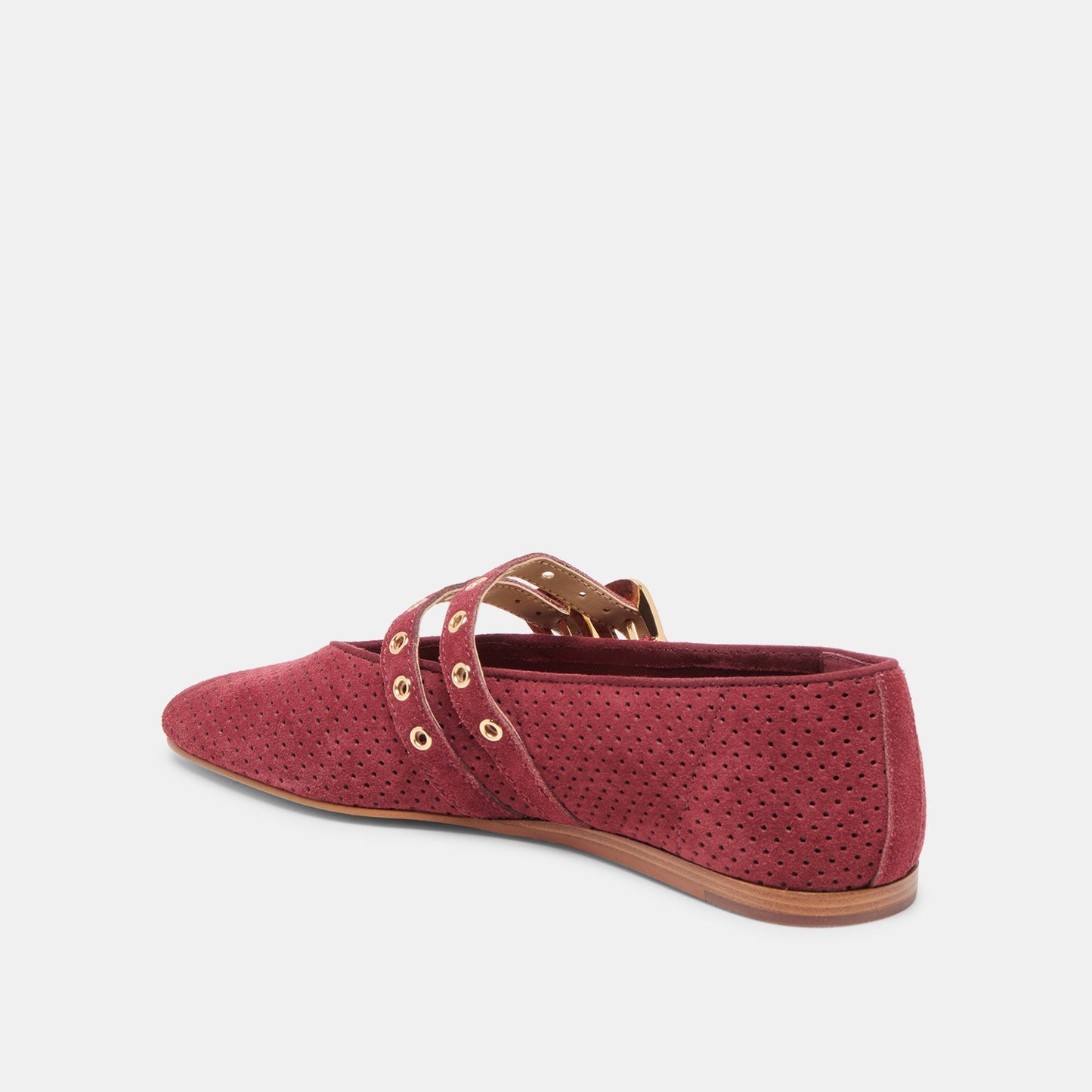 Dolce Vita Baylee Grommet Oxblood Perforated Suede Ballet Flats