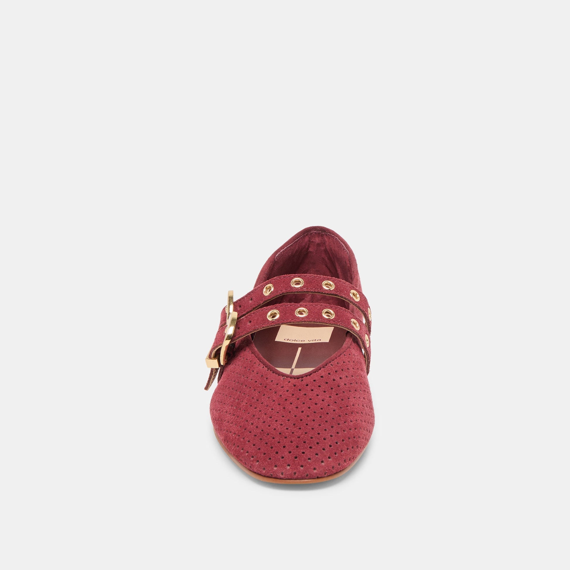 Dolce Vita Baylee Grommet Oxblood Perforated Suede Ballet Flats