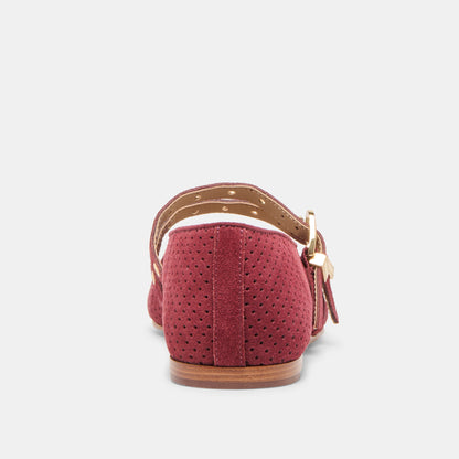 Dolce Vita Baylee Grommet Oxblood Perforated Suede Ballet Flats
