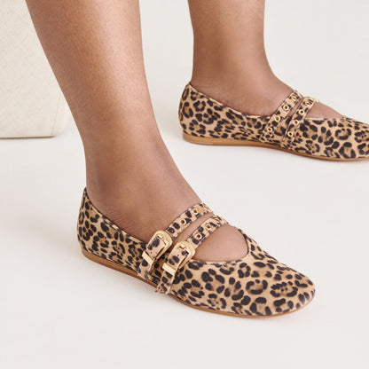 Dolce Vita Baylee Grommet Dk Leopard Printed Suede Ballet Flats