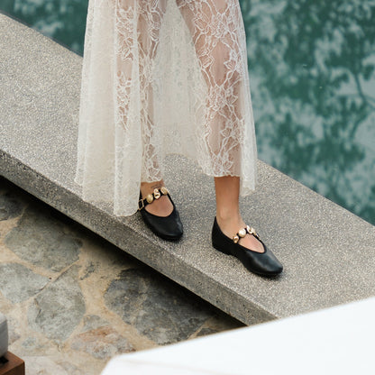 Dolce Vita Relan Black Leather Ballet Flats