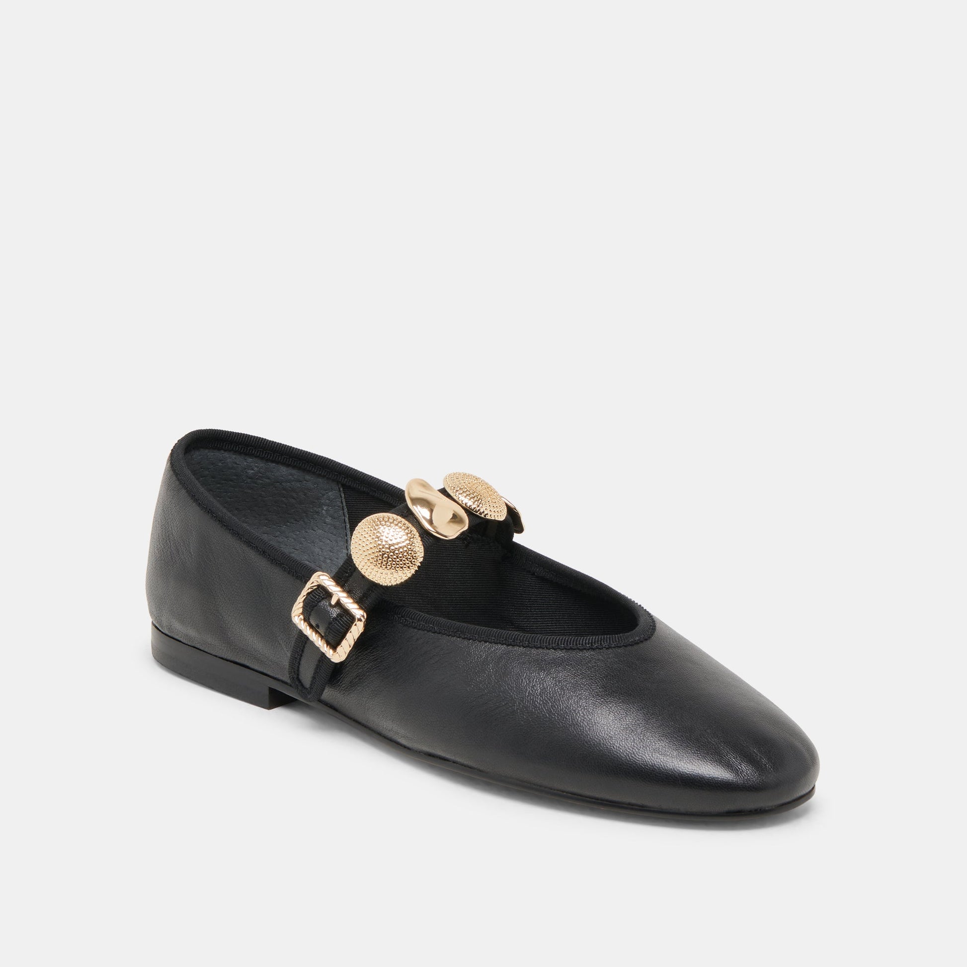 Dolce Vita Relan Black Leather Ballet Flats
