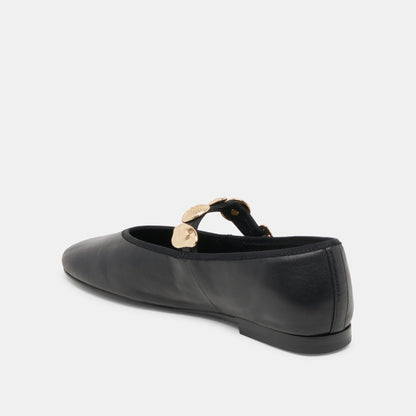 Dolce Vita Relan Black Leather Ballet Flats