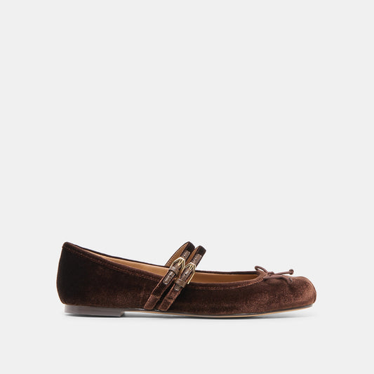Dolce Vita Gibsen Chocolate Velvet Ballet Flats
