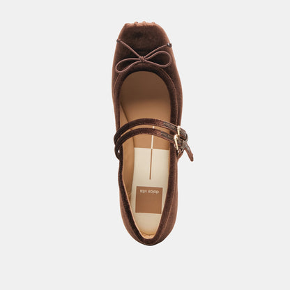 Dolce Vita Gibsen Chocolate Velvet Ballet Flats