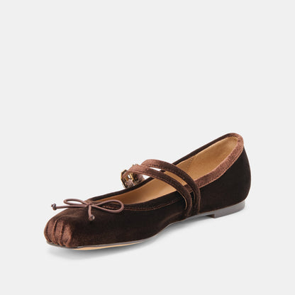 Dolce Vita Gibsen Chocolate Velvet Ballet Flats