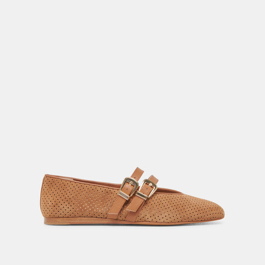 Dolce Vita Baylee Pecan Perforated Suede Ballet Flats