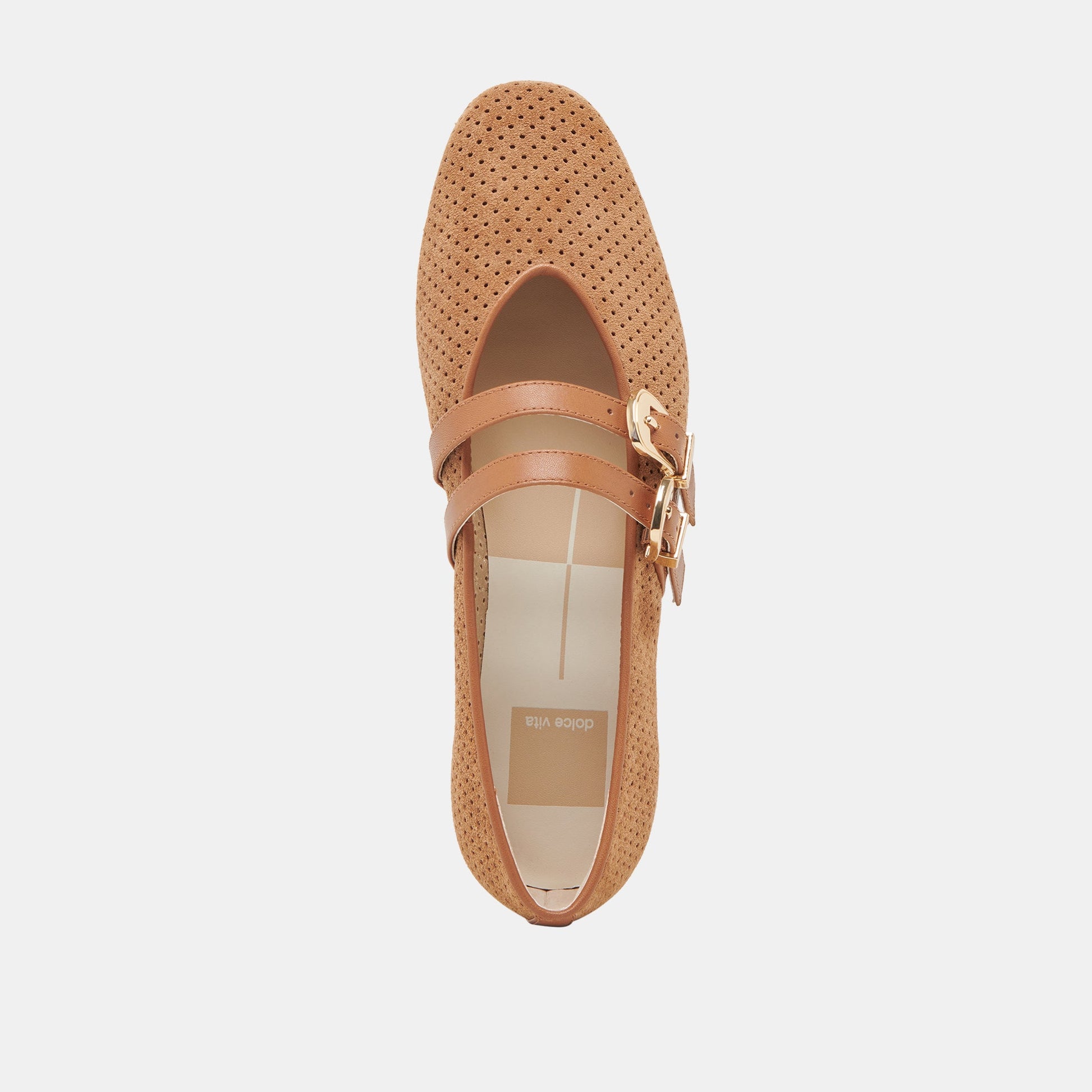 Dolce Vita Baylee Pecan Perforated Suede Ballet Flats