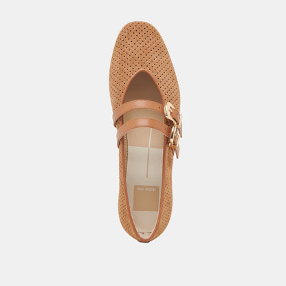 Dolce Vita Baylee Pecan Perforated Suede Ballet Flats