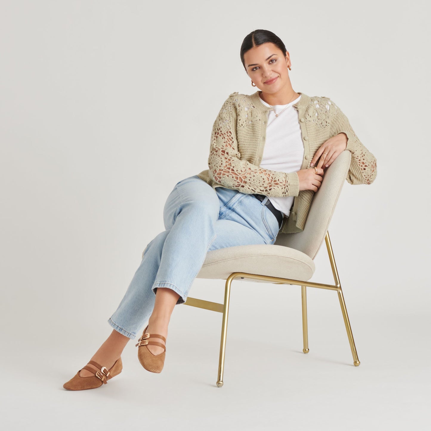 Dolce Vita Baylee Pecan Perforated Suede Ballet Flats