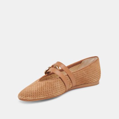 Dolce Vita Baylee Pecan Perforated Suede Ballet Flats