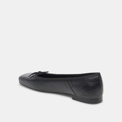 Dolce Vita ANISA Wide Black Leather Ballet Flats