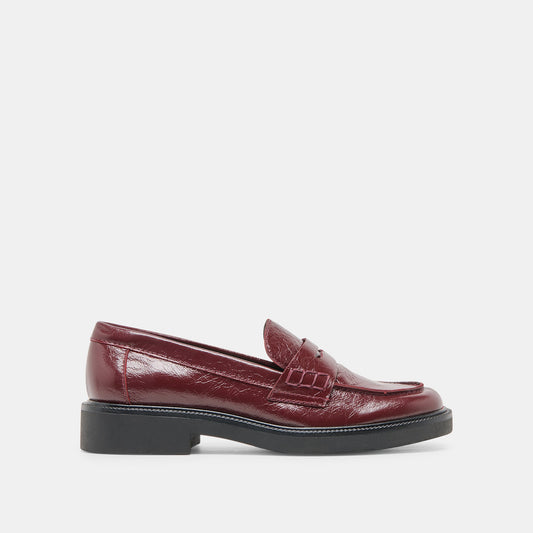 Dolce Vita Tiggy Oxblood Crinkle Patent Loafers