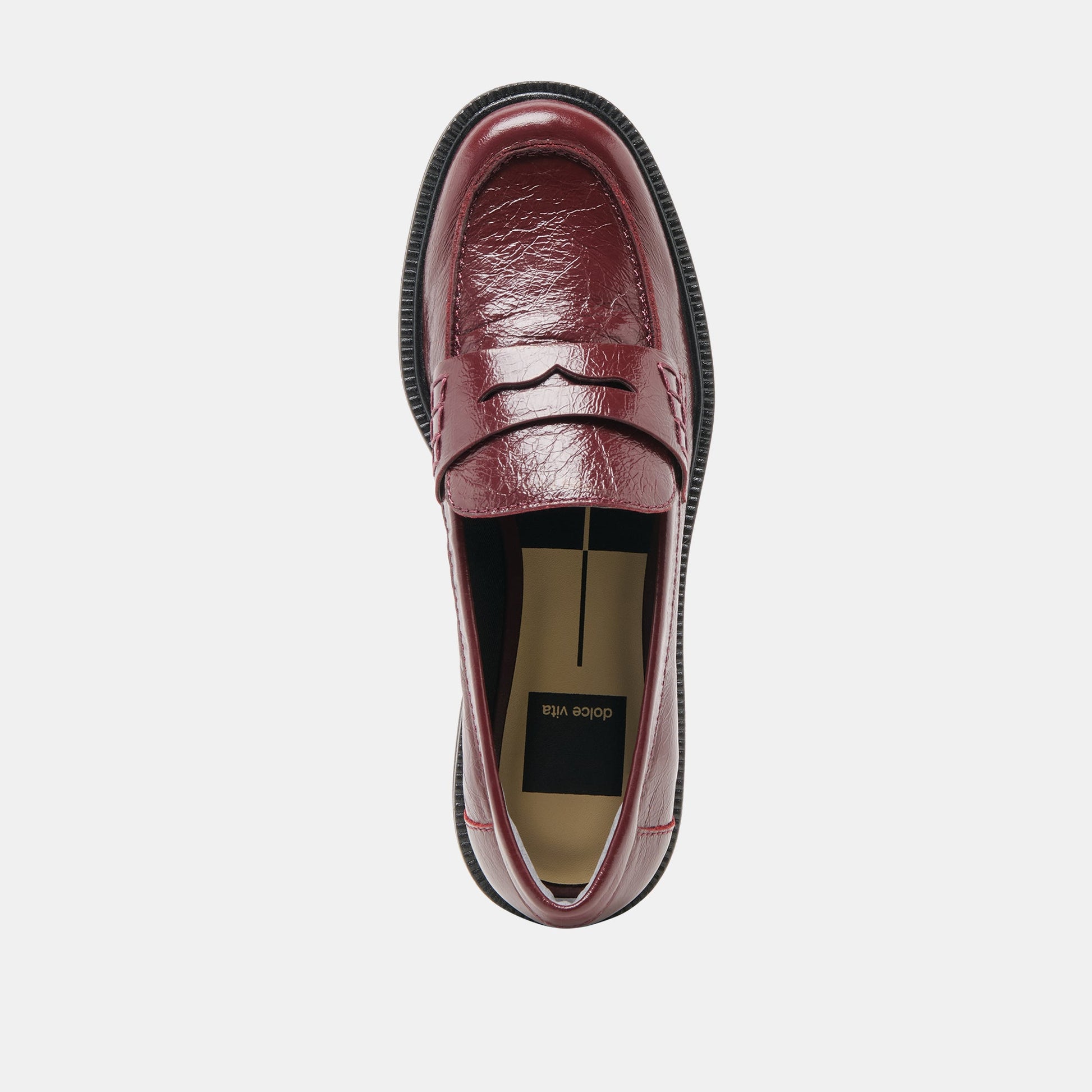 Dolce Vita Tiggy Oxblood Crinkle Patent Loafers