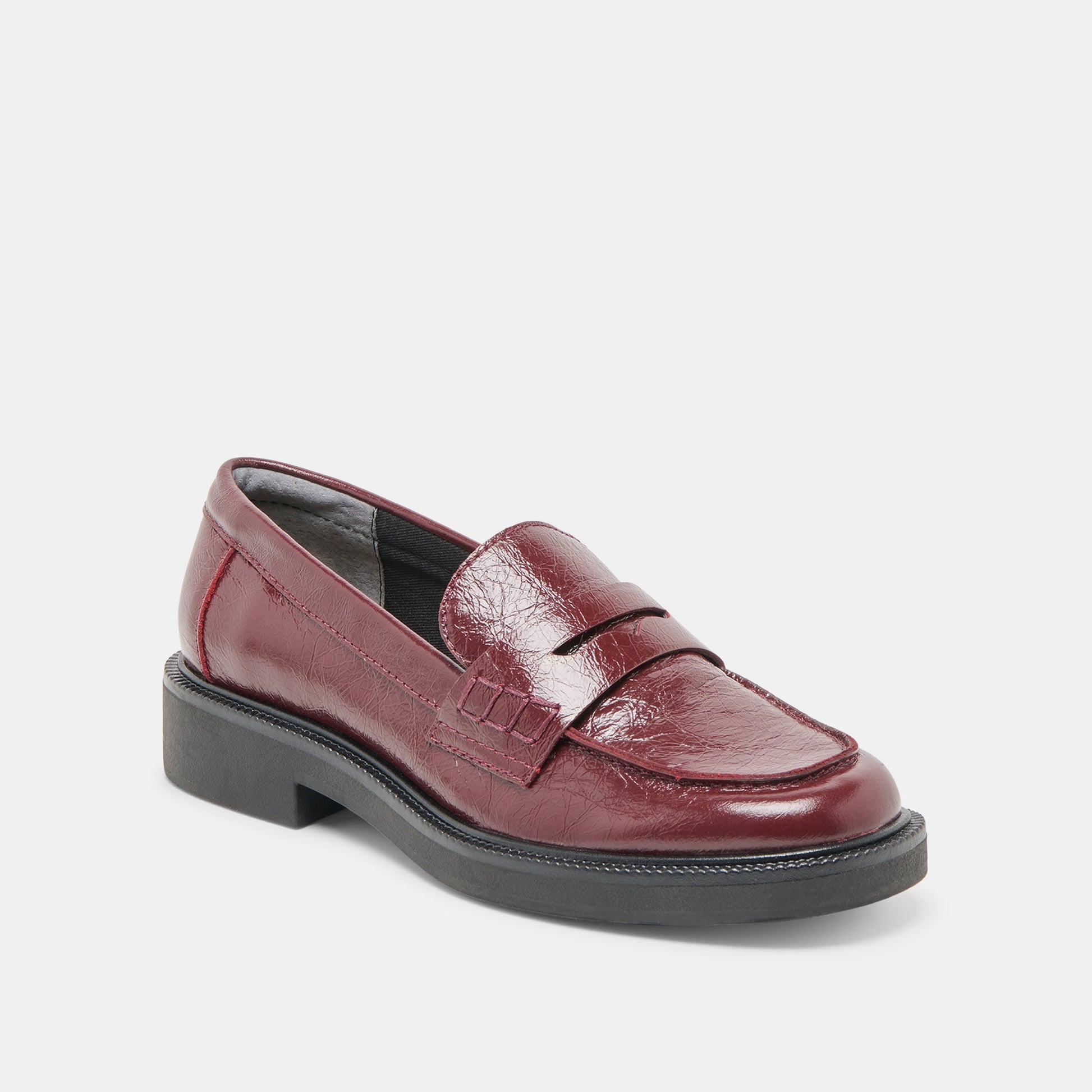 Dolce Vita Tiggy Oxblood Crinkle Patent Loafers