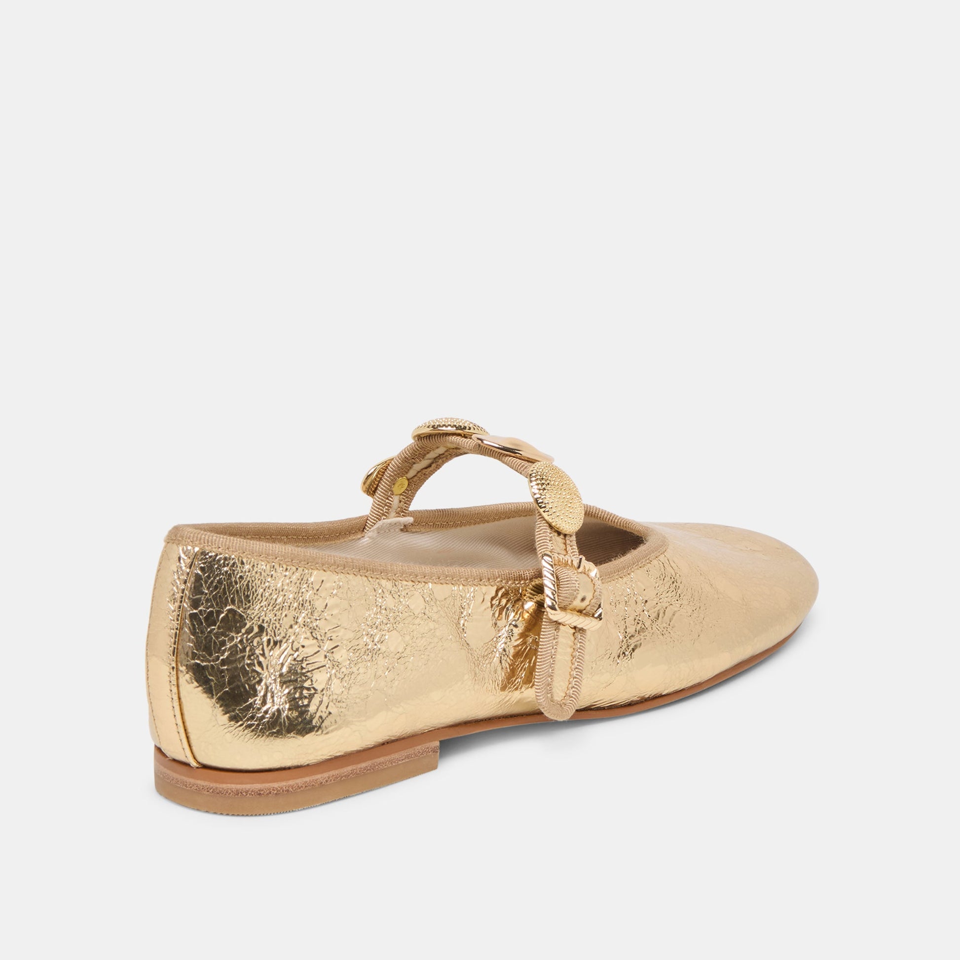 Dolce Vita Relan Gold Distressed Leather Ballet Flats