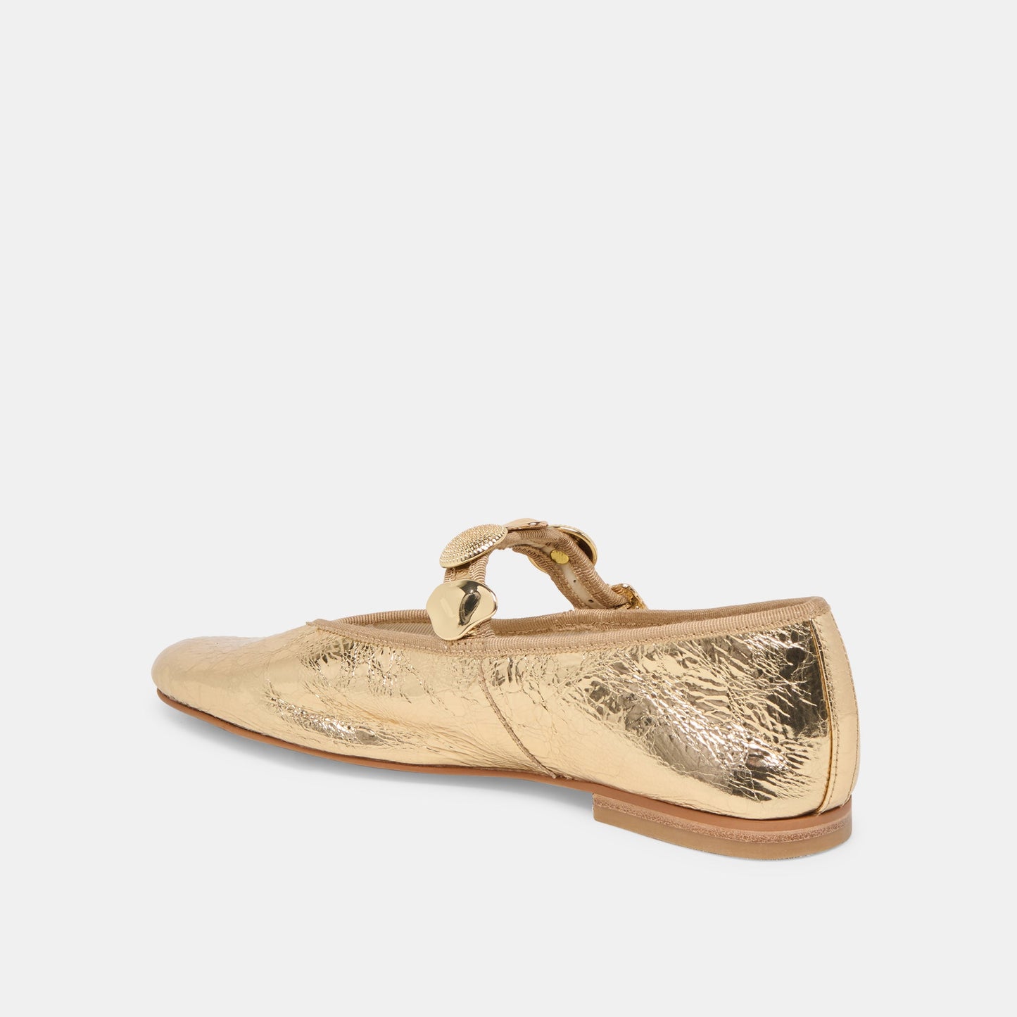Dolce Vita Relan Gold Distressed Leather Ballet Flats