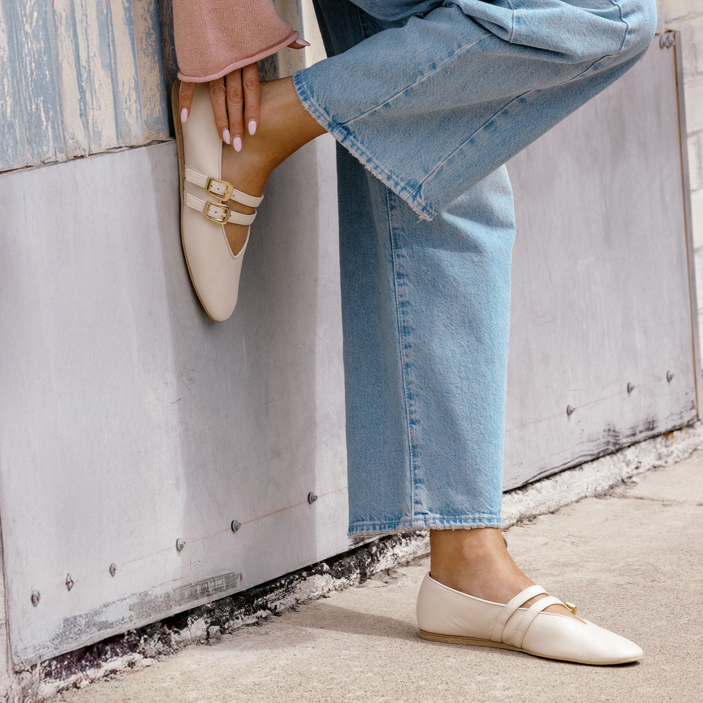 Dolce Vita BAYLEE BALLET FLATS IVORY LEATHER