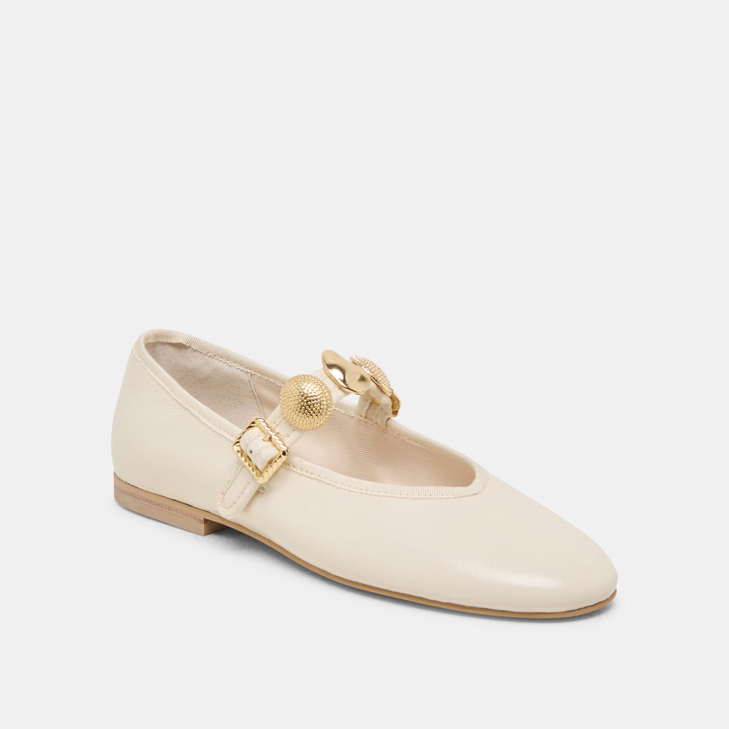 Dolce Vita Relan Off White Leather Ballet Flats