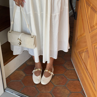 Dolce Vita Relan Off White Leather Ballet Flats