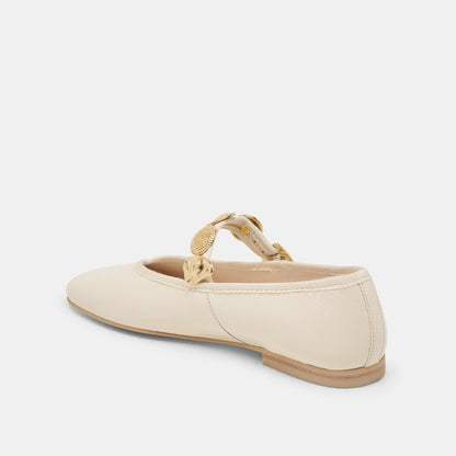 Dolce Vita Relan Off White Leather Ballet Flats