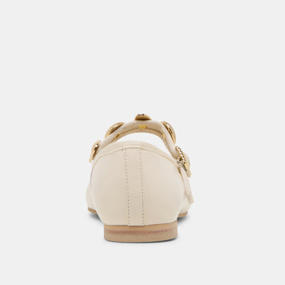 Dolce Vita Relan Off White Leather Ballet Flats