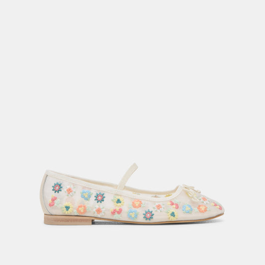 Dolce Vita CADEL FLORAL BALLET FLATS IVORY FLORAL MESH