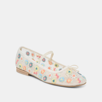 Dolce Vita CADEL FLORAL BALLET FLATS IVORY FLORAL MESH