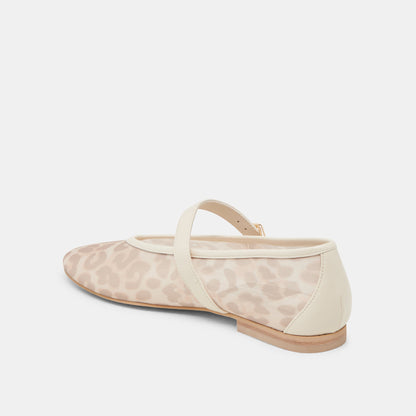 Dolce Vita ROSLYN BALLET FLATS WHITE LEOPARD MESH