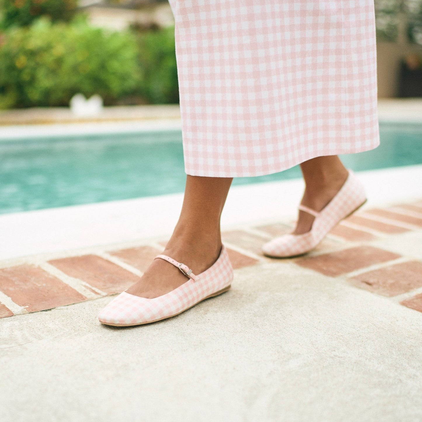 Dolce Vita Reyes X Byrdie Golf Pink Plaid Gingham Ballet Flats