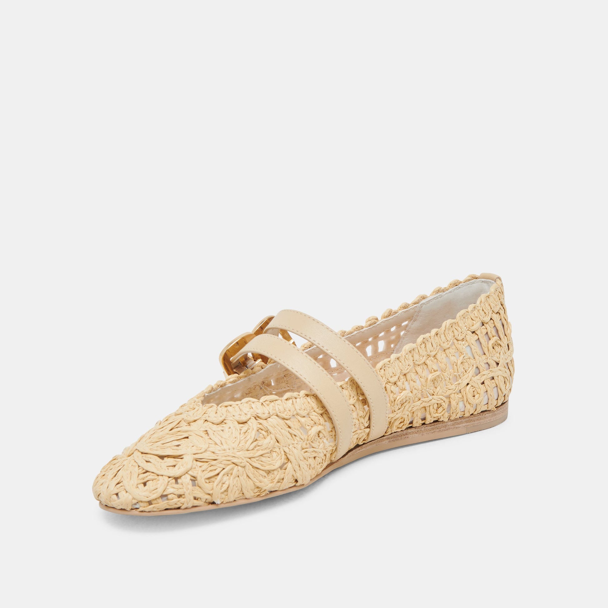 Dolce Vita BAYLEE SUNFLOWER WIDE BALLET FLATS LT NATURAL MACRAME