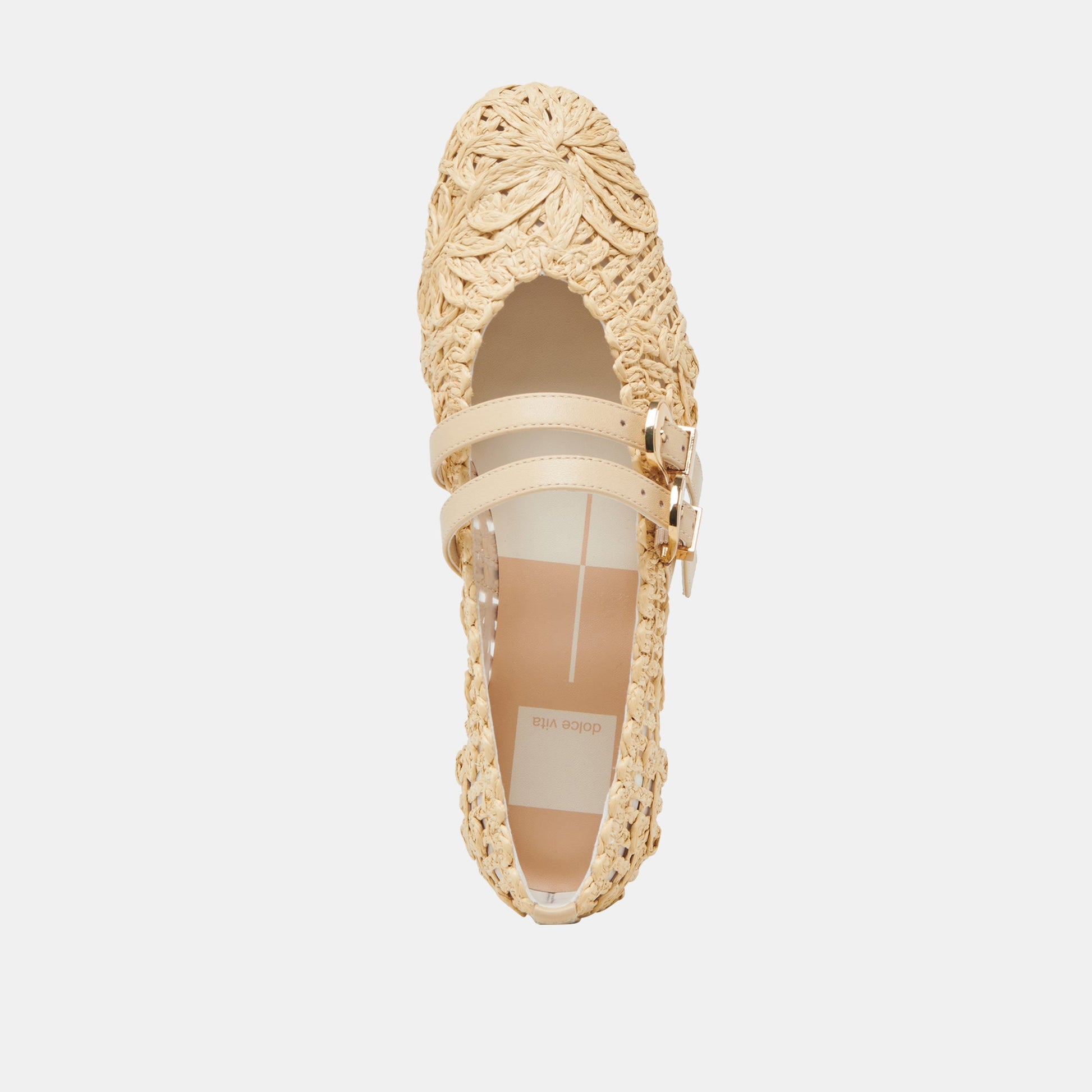 Dolce Vita BAYLEE SUNFLOWER WIDE BALLET FLATS LT NATURAL MACRAME