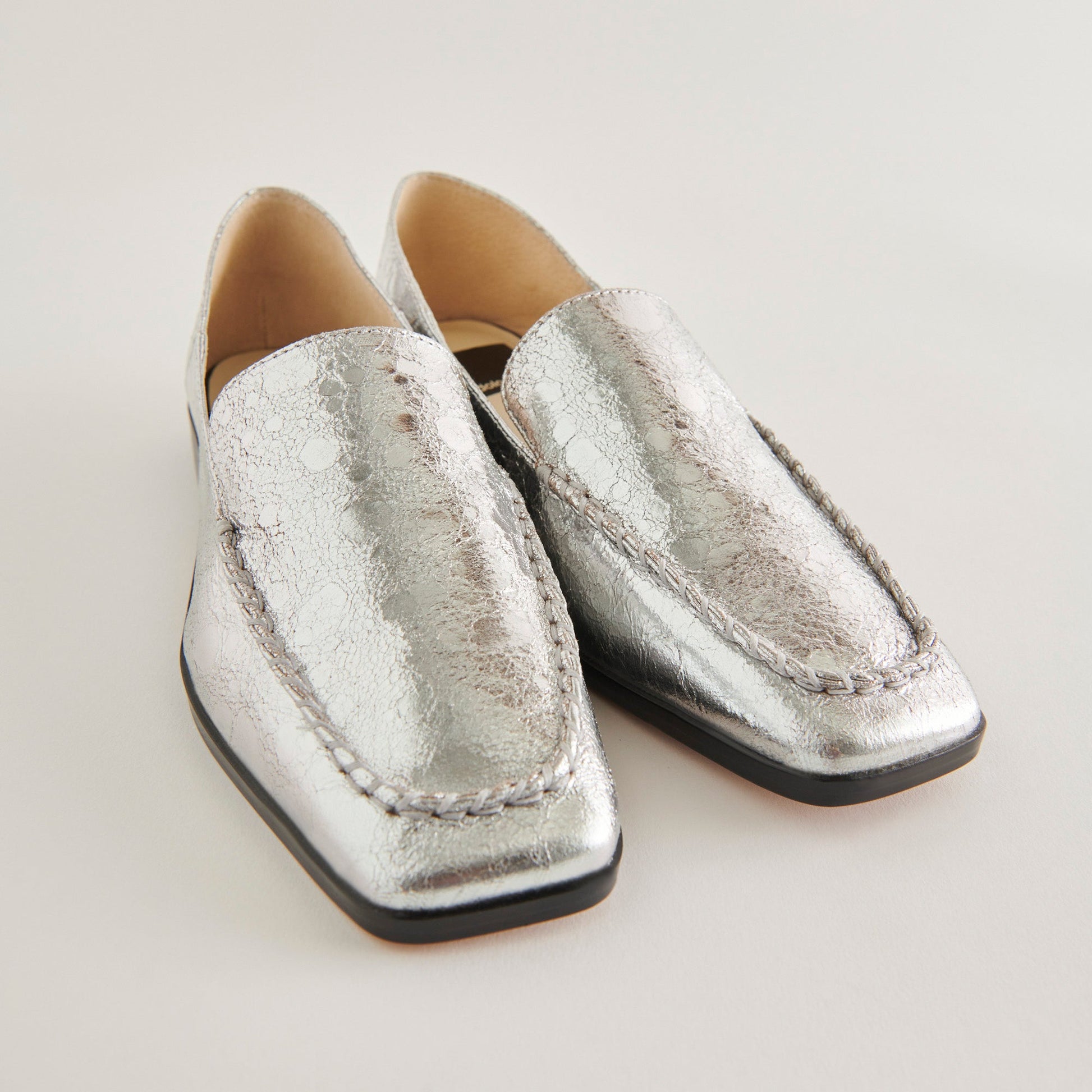 Dolce Vita Beny Flats Silver Distressed Leather