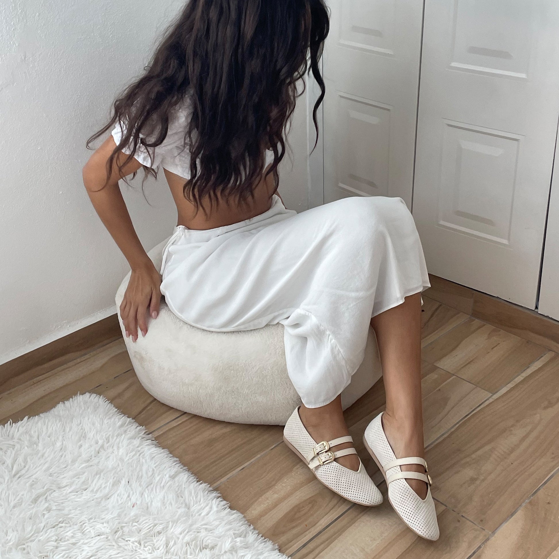 Dolce Vita BAYLEE BALLET FLATS BONE PERFORATED SUEDE