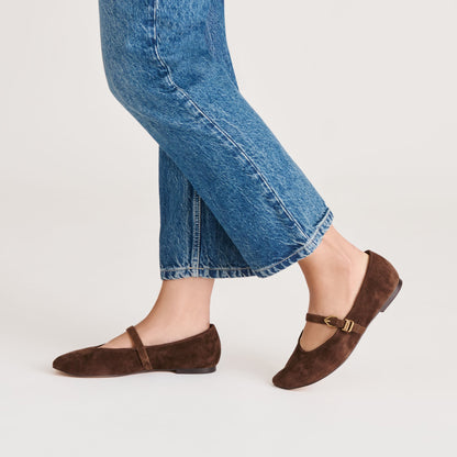 Dolce Vita Alizza Dk Brown Suede Ballet Flats