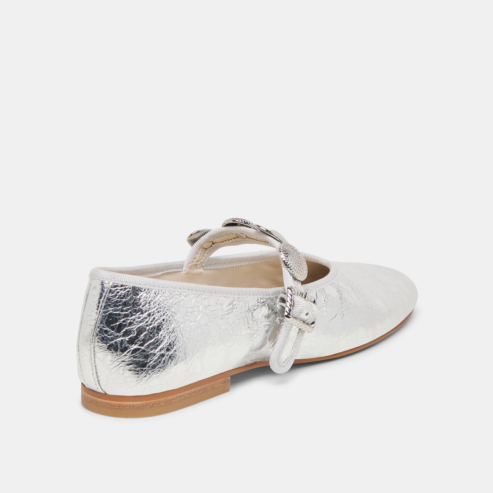 Dolce Vita Relan Silver Distressed Leather Ballet Flats