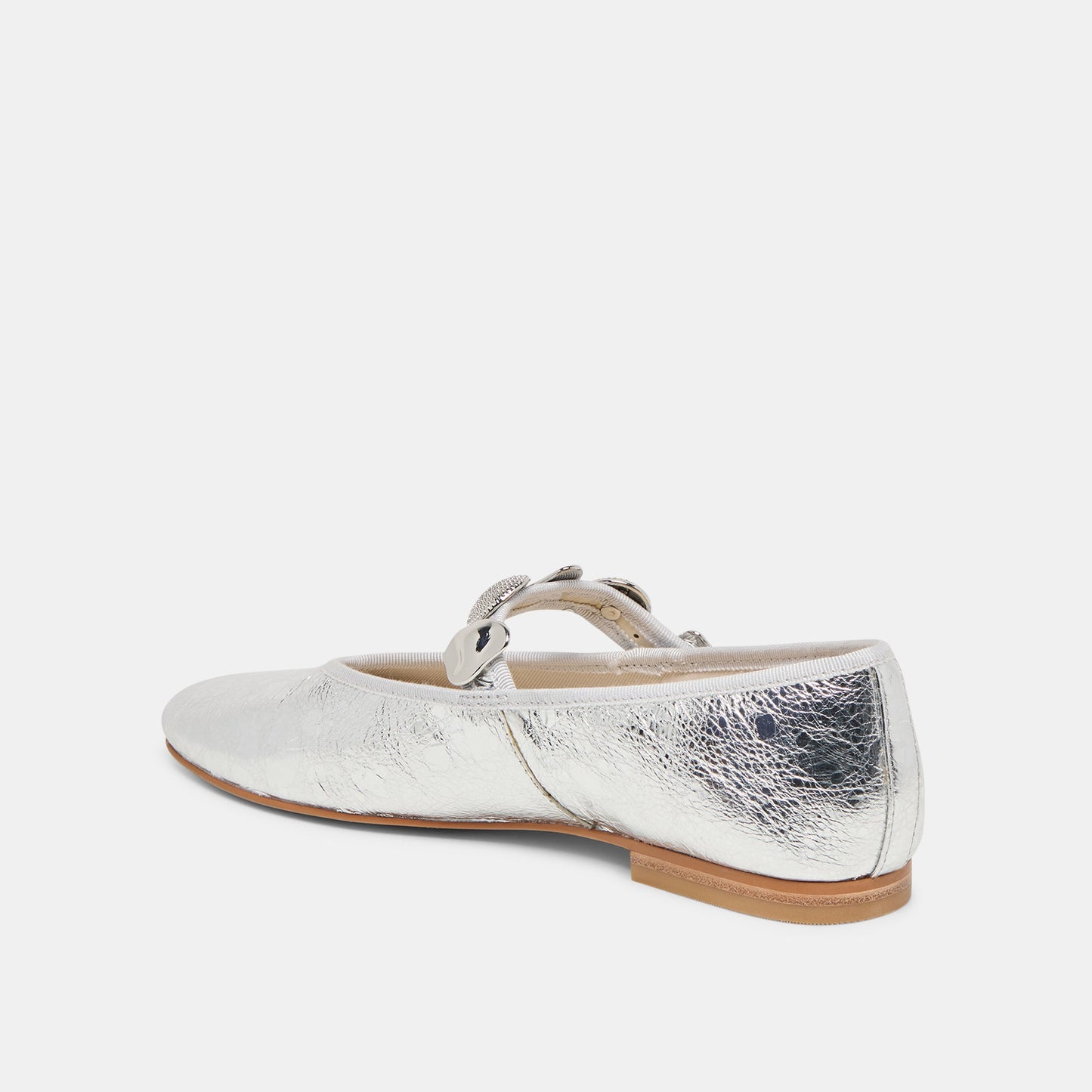 Dolce Vita Relan Silver Distressed Leather Ballet Flats