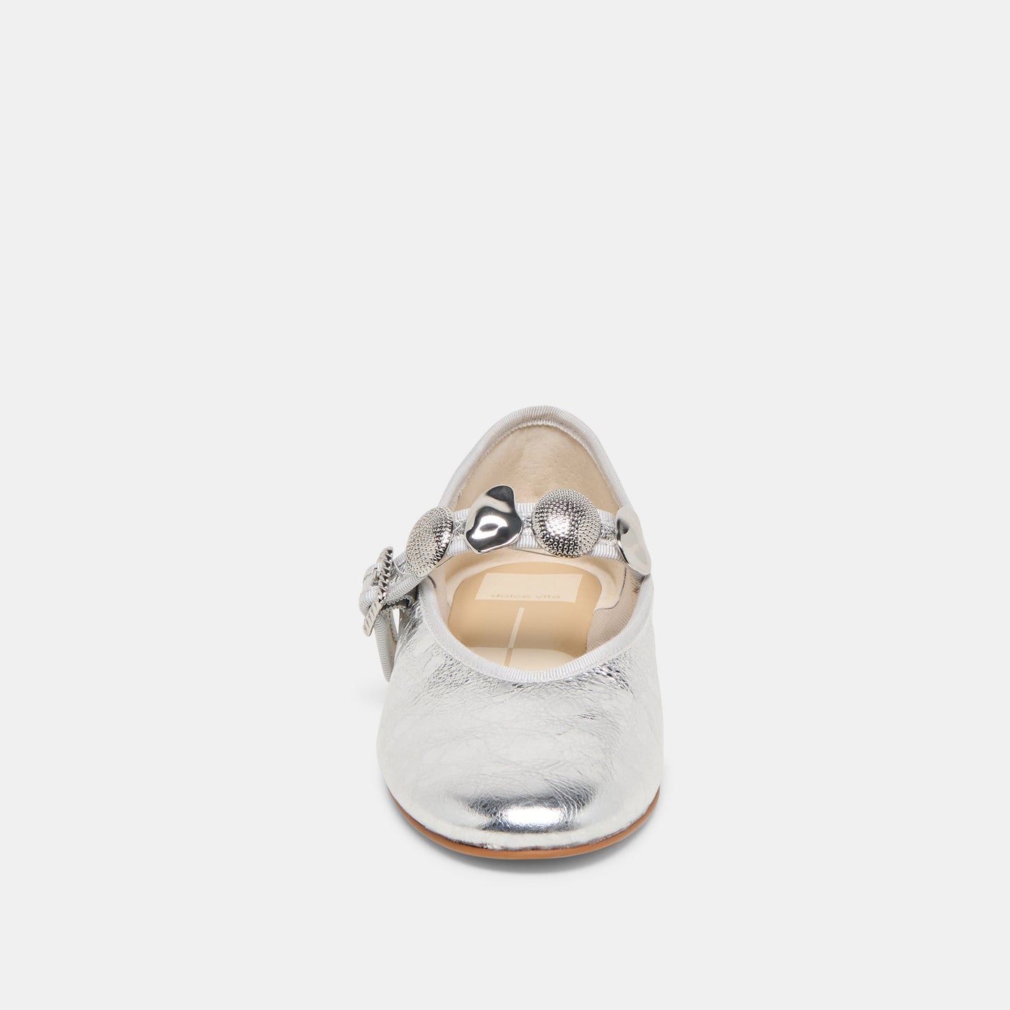 Dolce Vita Relan Silver Distressed Leather Ballet Flats