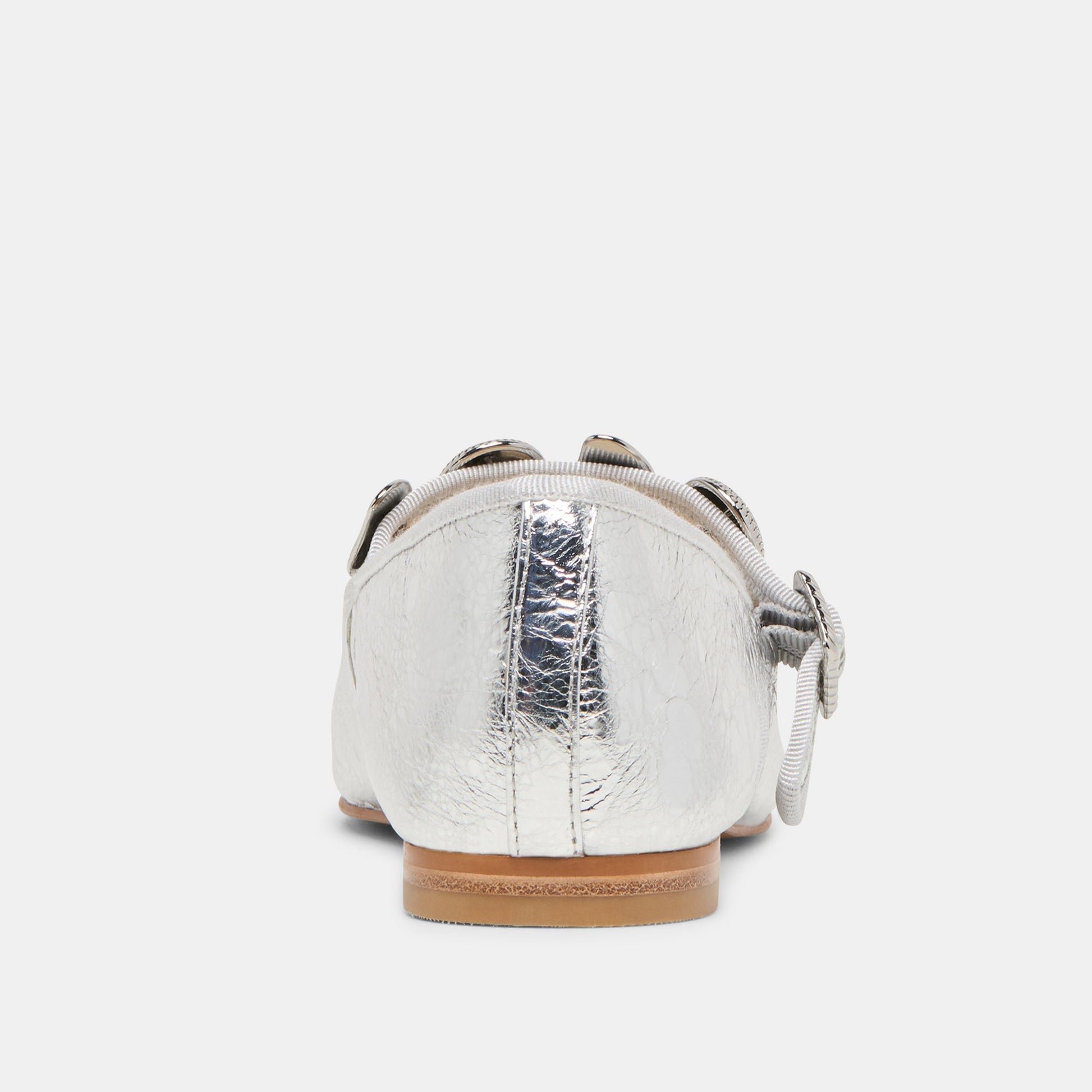 Dolce Vita Relan Silver Distressed Leather Ballet Flats