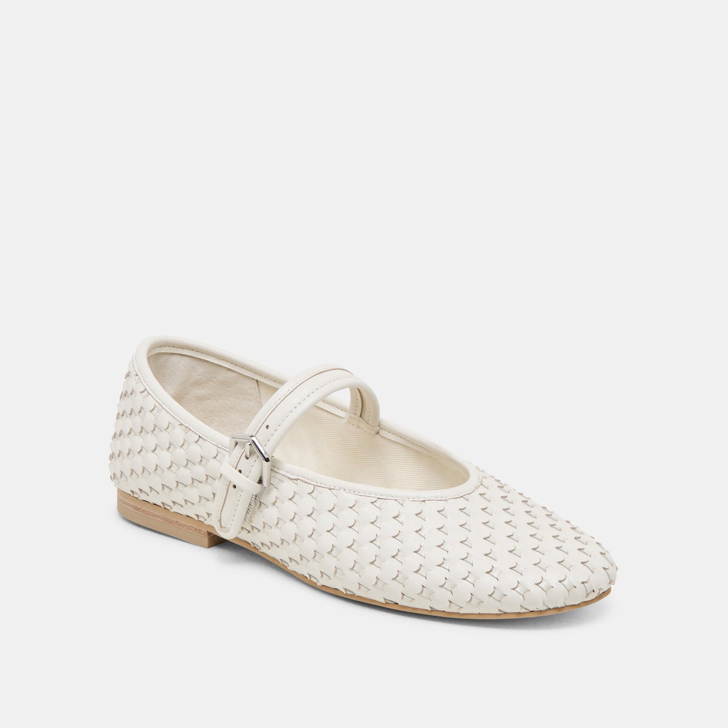 Dolce Vita Roslyn True White Woven Leather Ballet Flats